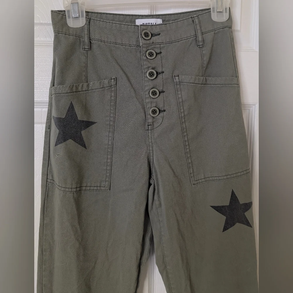 Pistola Tammy High Waisted Straight Leg Pants, Royal Honor Cotton Size 24 - Picture 6 of 16